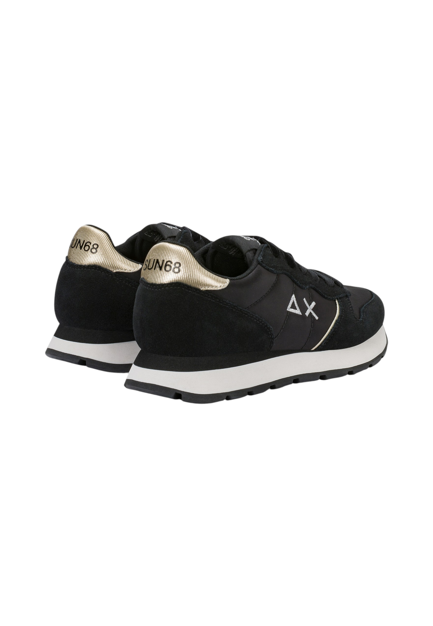 Sneakers Basse Donna Sun68 Stile Running, Nylon E Suede, Dettagli Laminati Ally Silver Gold Z46202