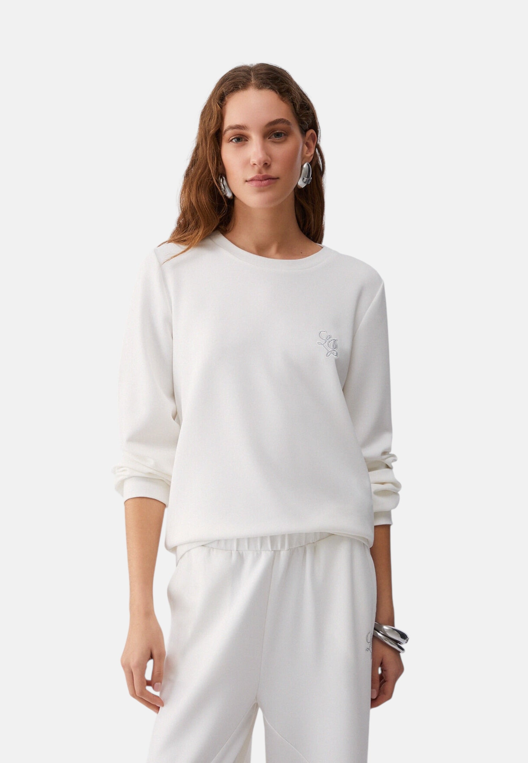Felpa A Girocollo Donna Liu Jo In Scuba Con Logo Linea Eco TA6078JS869