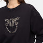 Felpa A Girocollo Donna Pinko Girocollo, maniche lunghe, linea morbida, logo Love Birds con cristalli sul davanti, collo polsini e fondo a costine Nelly 100534A3JQ