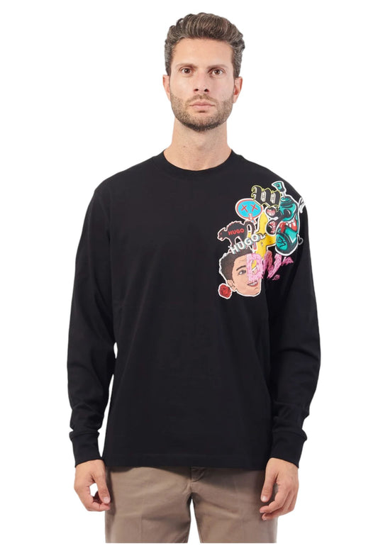 T-Shirt Manica lunga Uomo Hugo Relaxed Fit Dankonis 50517639