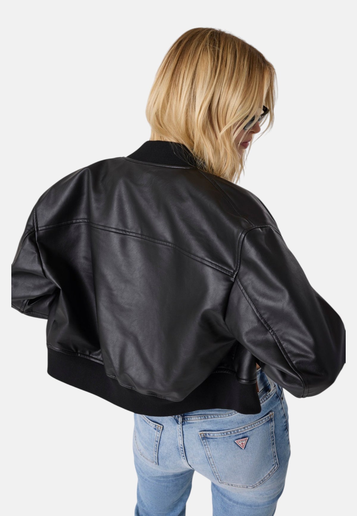 Giacca In Pelle Sintetica Donna Guess Bomber Cropped Gj W6YL01W2525