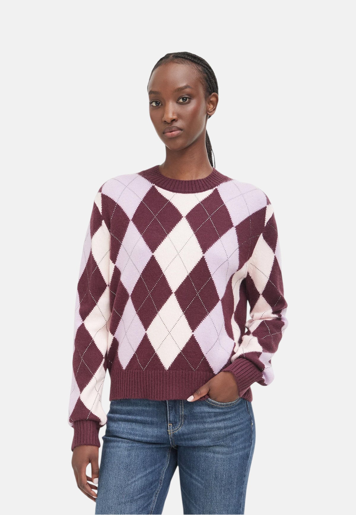Maglione A Girocollo Donna Guess Motivo argyle Gracie W6BR48Z1447