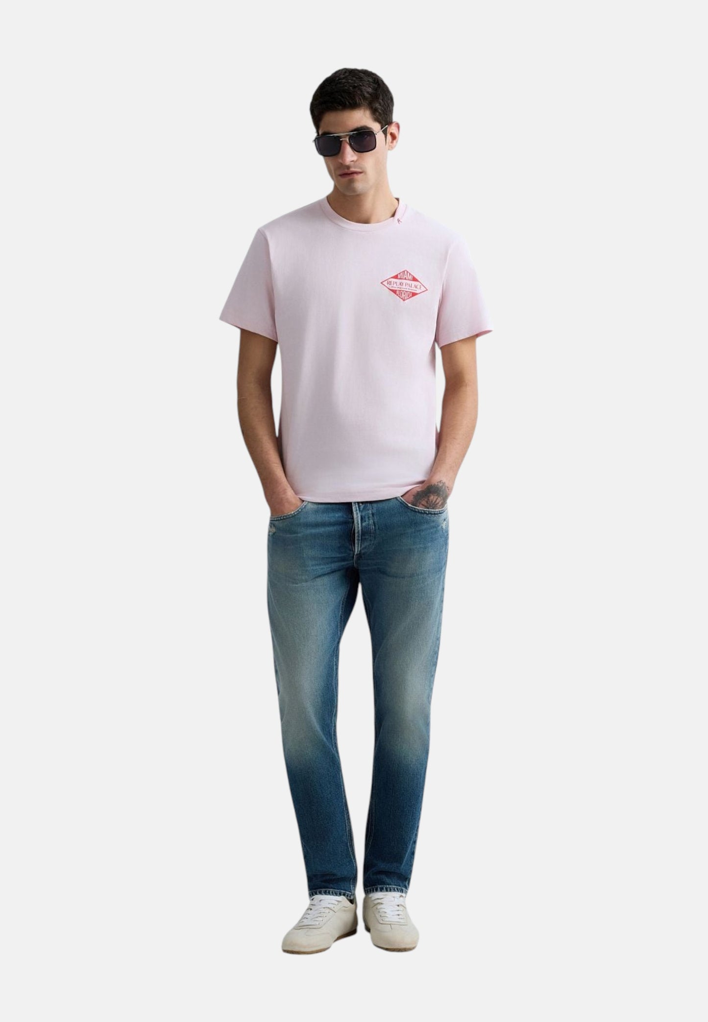 T-Shirt Manica Corta Uomo Replay In Jersey Con Stampa Miami  M3344 .000.2660
