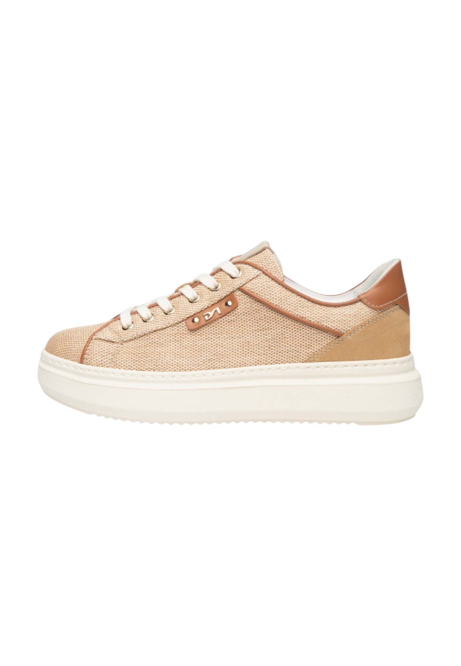 Sneakers Basse Donna Nero Giardini Effetto Paglia Con Inserti In Pelle E Logo Metallico  E615282D