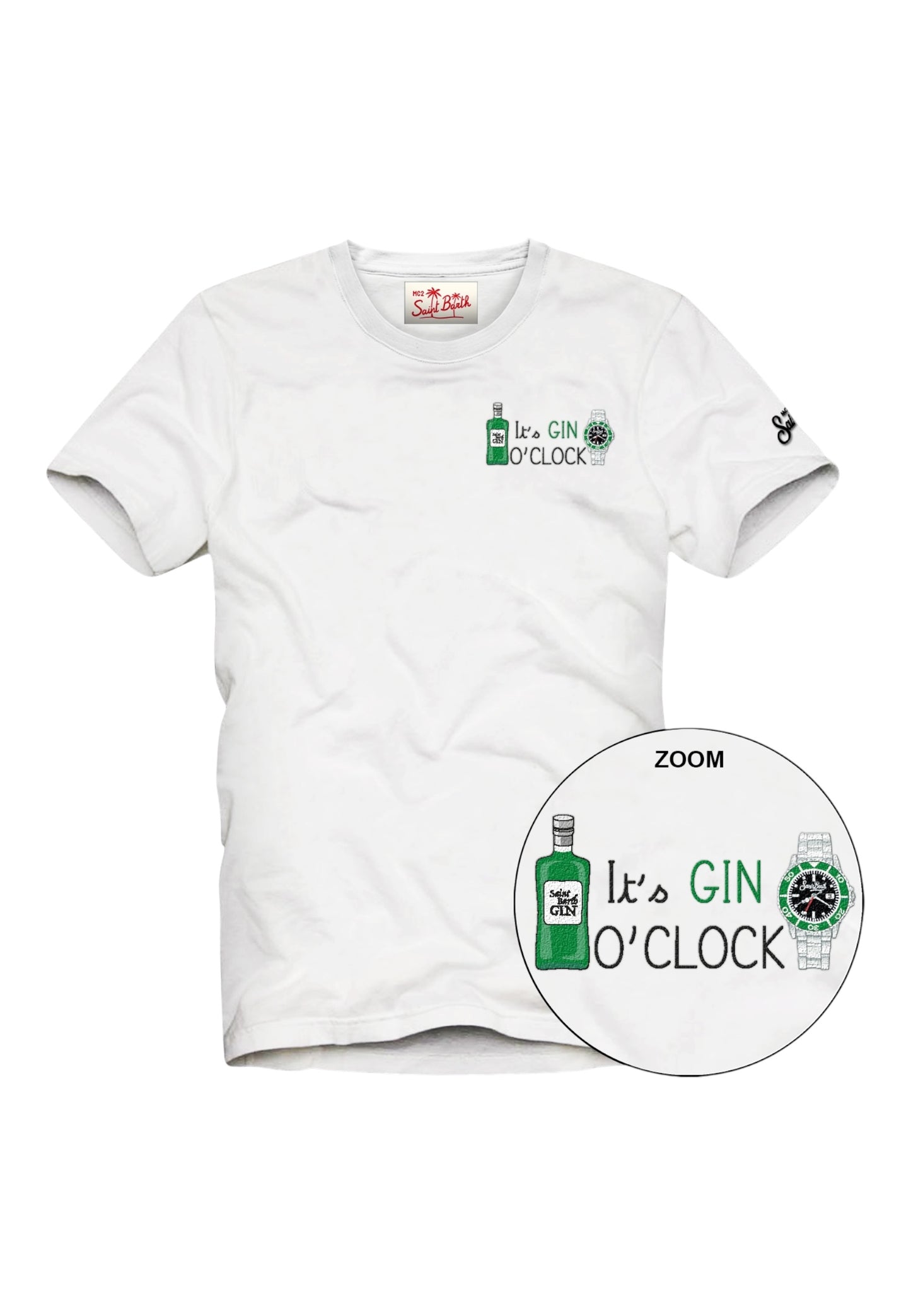 T-Shirt Manica Corta Uomo Mc2 Saint Barth Stampa E/O Ricamo Frontale Gin Clock Portofino POT0001