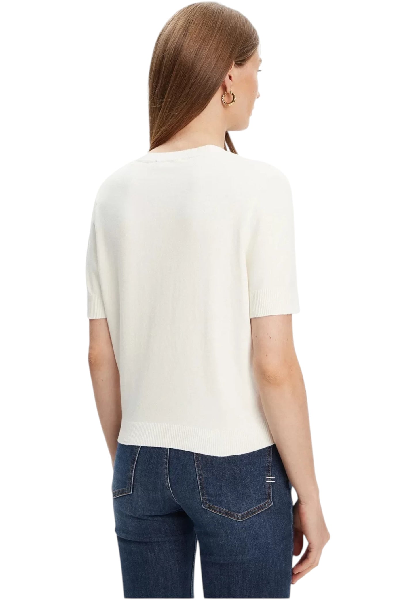 Maglione A Girocollo Donna Guess Manica Corta Layla Boxy Logo W5YR25Z2NQ2