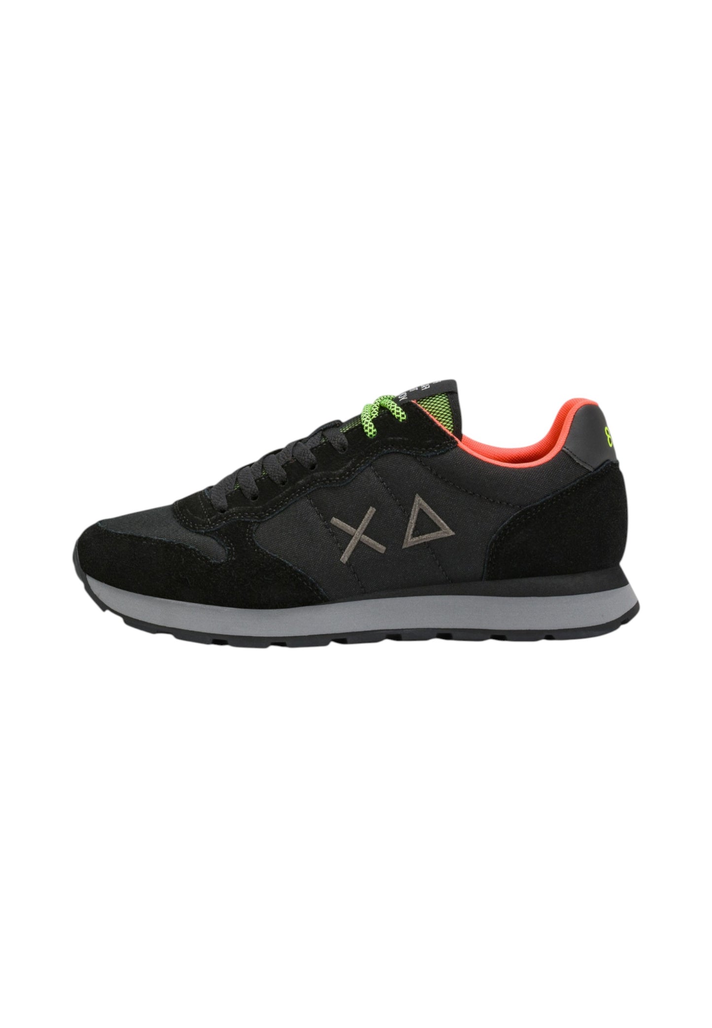 Sneakers Basse Uomo Sun68 Stile Running, Nylon E Suede, Dettagli Fluo, Logo Ricamato Tom Fluo Z46102