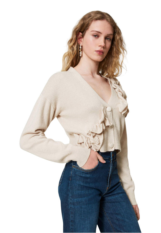 Cardigan  Donna Twinset In Maglia Con Motivo Rouches  242TP3300