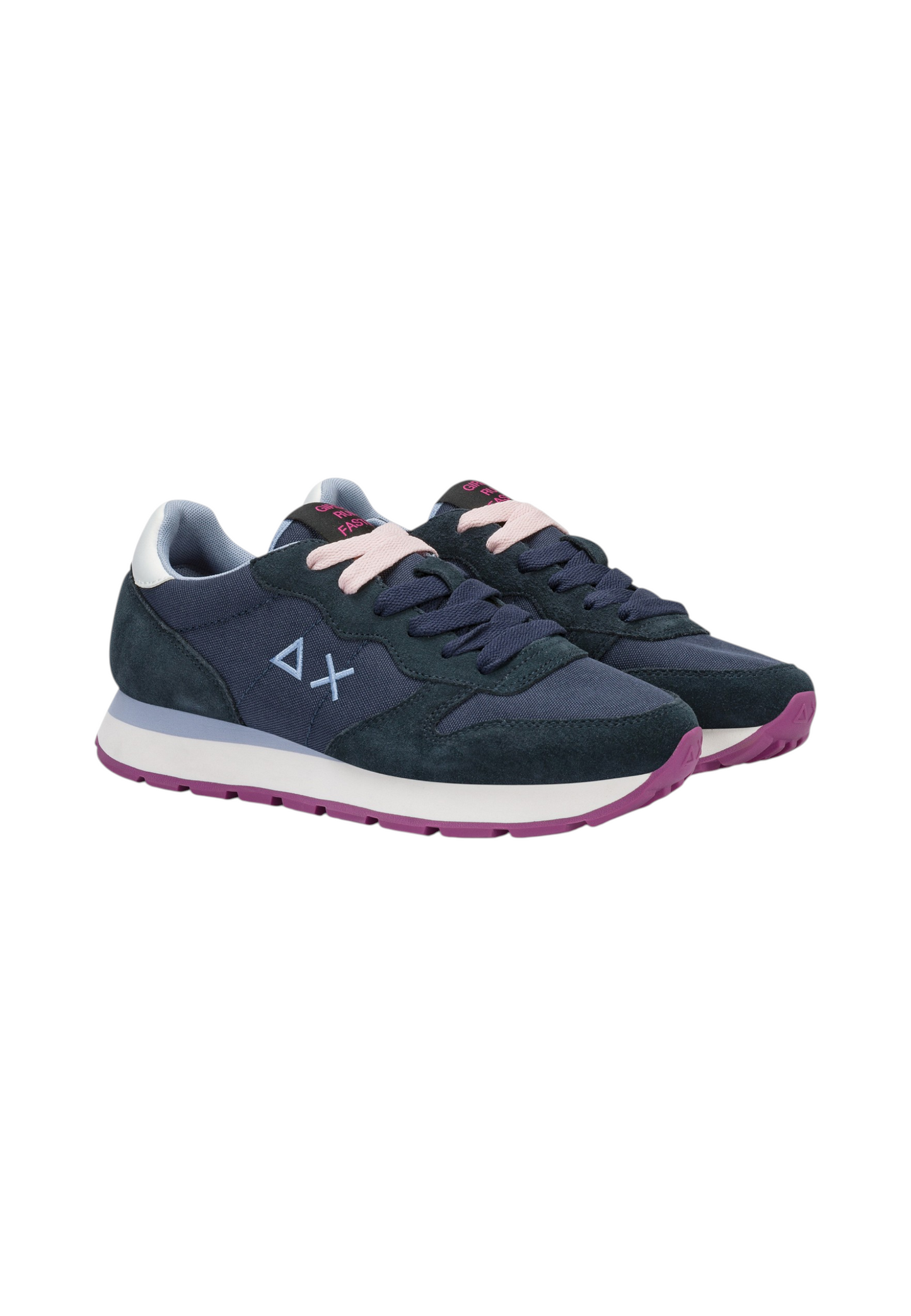 Sneakers Basse Donna Sun68 Stile Running, Nylon E Suede, Logo Ricamato Ally Solid Z46201