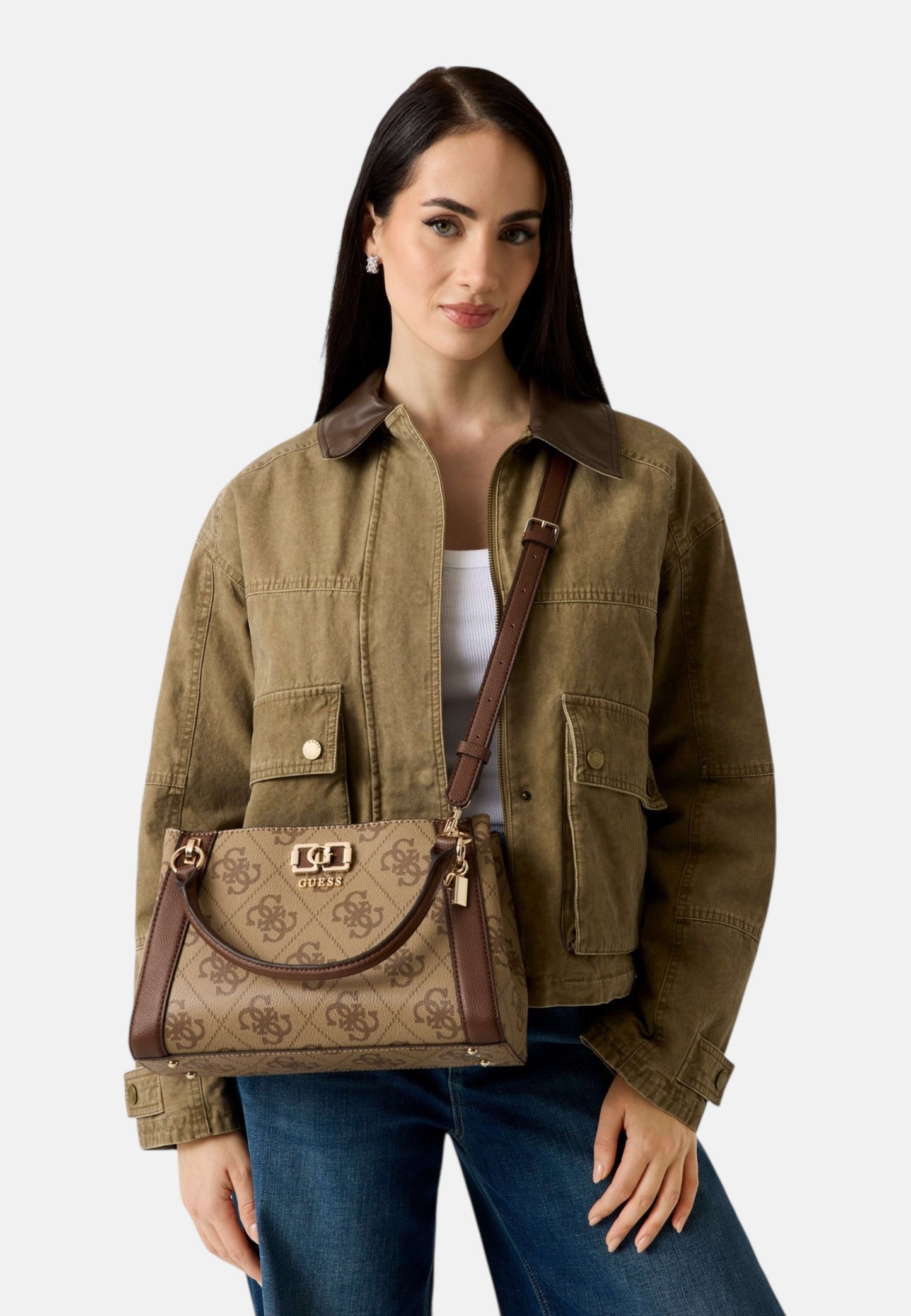 Borsa A Mano Donna Guess Girlfriend Satchel Karnilla Logo HWOS9901060