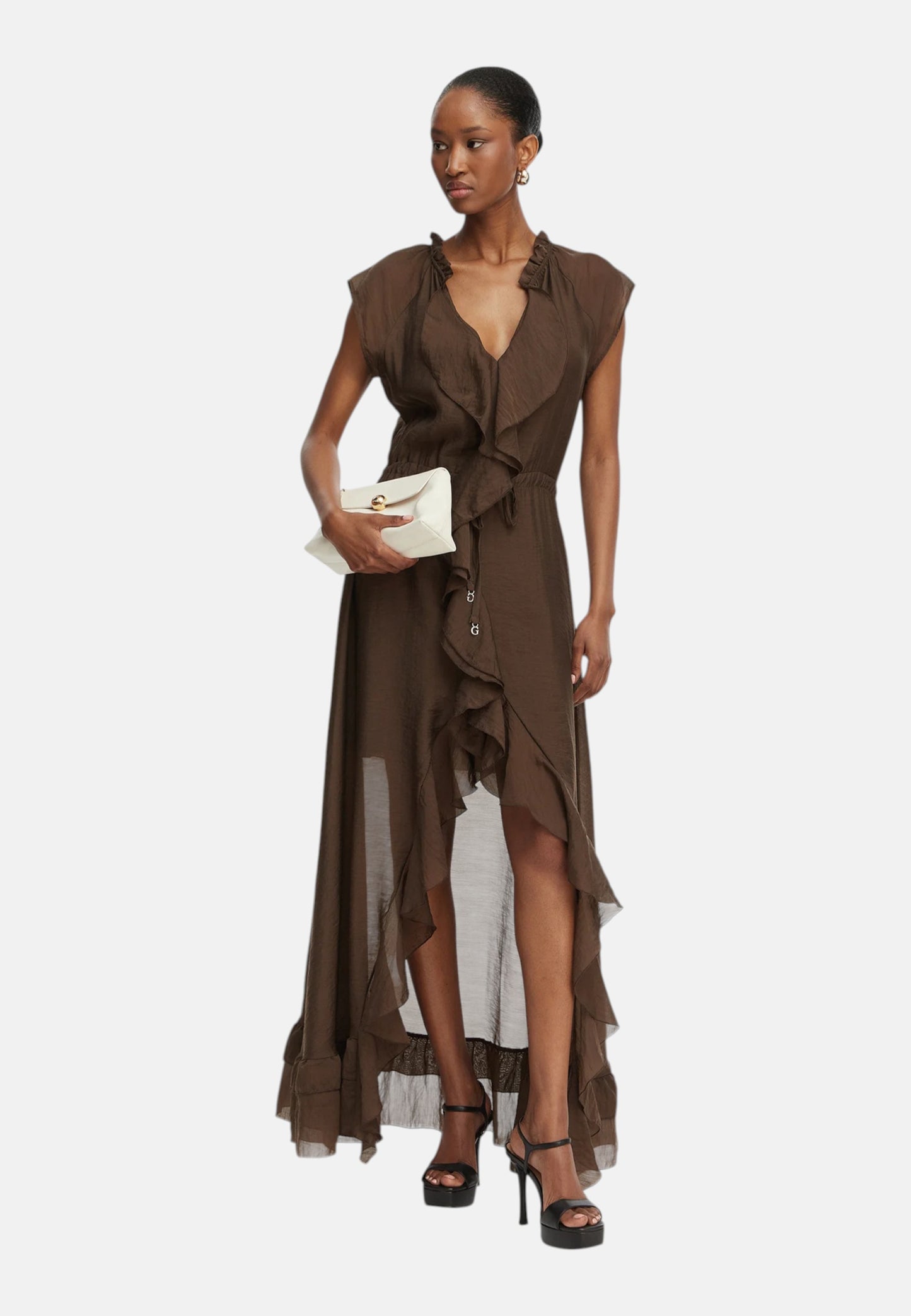 Vestito Lungo Donna Guess  Maelys Ruffled W6GK87W2111