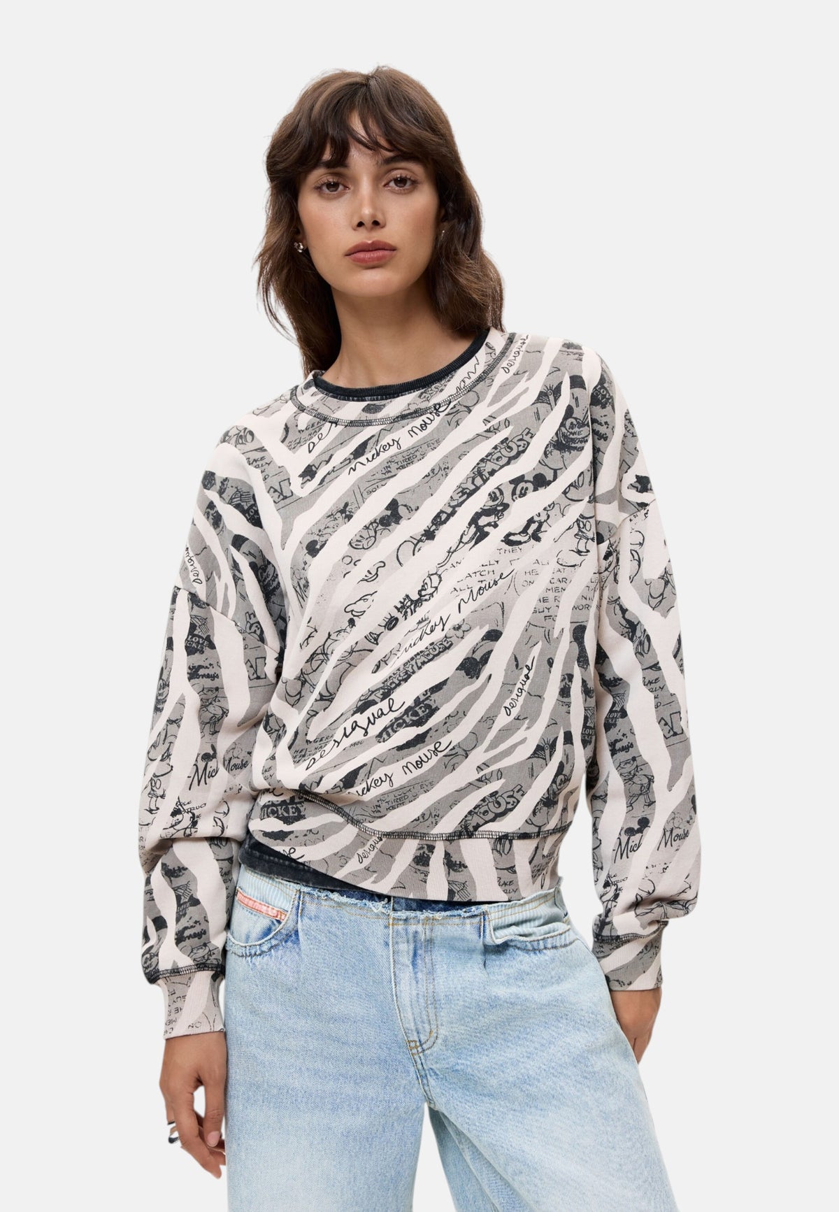 Felpa A Girocollo Donna Desigual Motivo grafico, Fit regular, Manica lunga Mickey 26WWSK10
