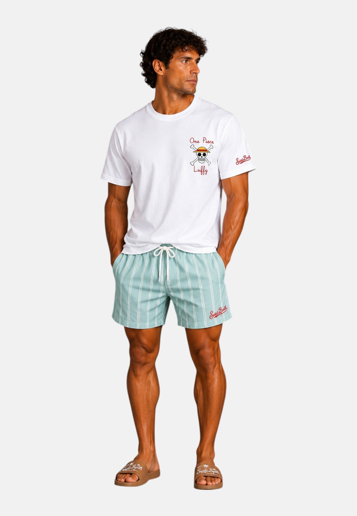 T-Shirt Manica Corta Uomo Mc2 Saint Barth Stampa/Ricamo Fronte E Retro One Piece Treasure Emb Portland PRL0002