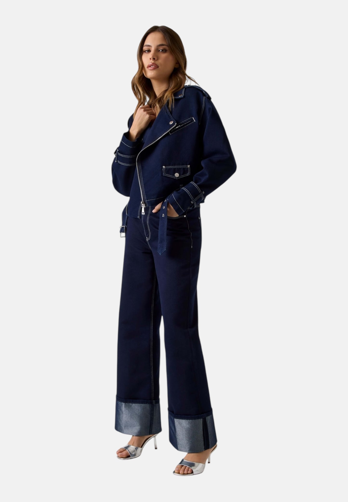 Jeans Wide Leg Donna Guess Risvoltati Roll Up Pant W6RA3GD6911