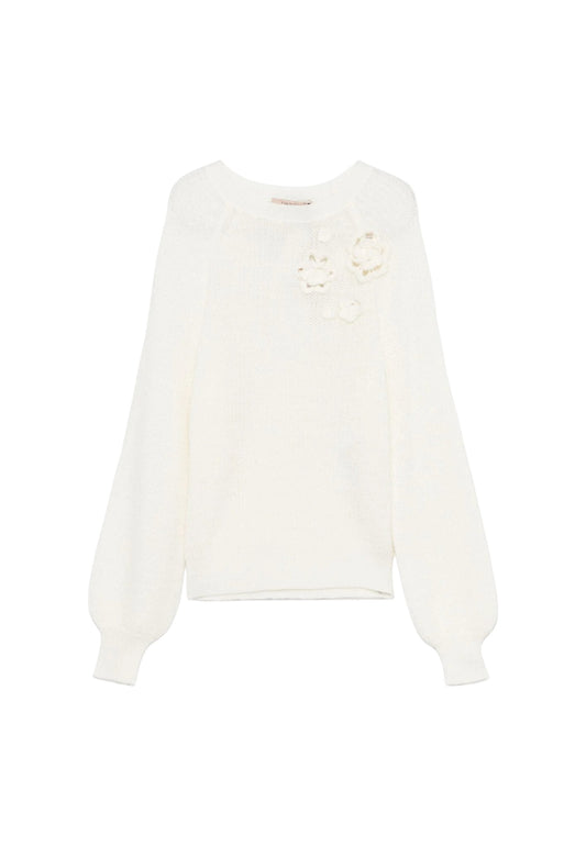 Maglione A Girocollo Donna Twinset In Maglia Ricamato  242TP3580