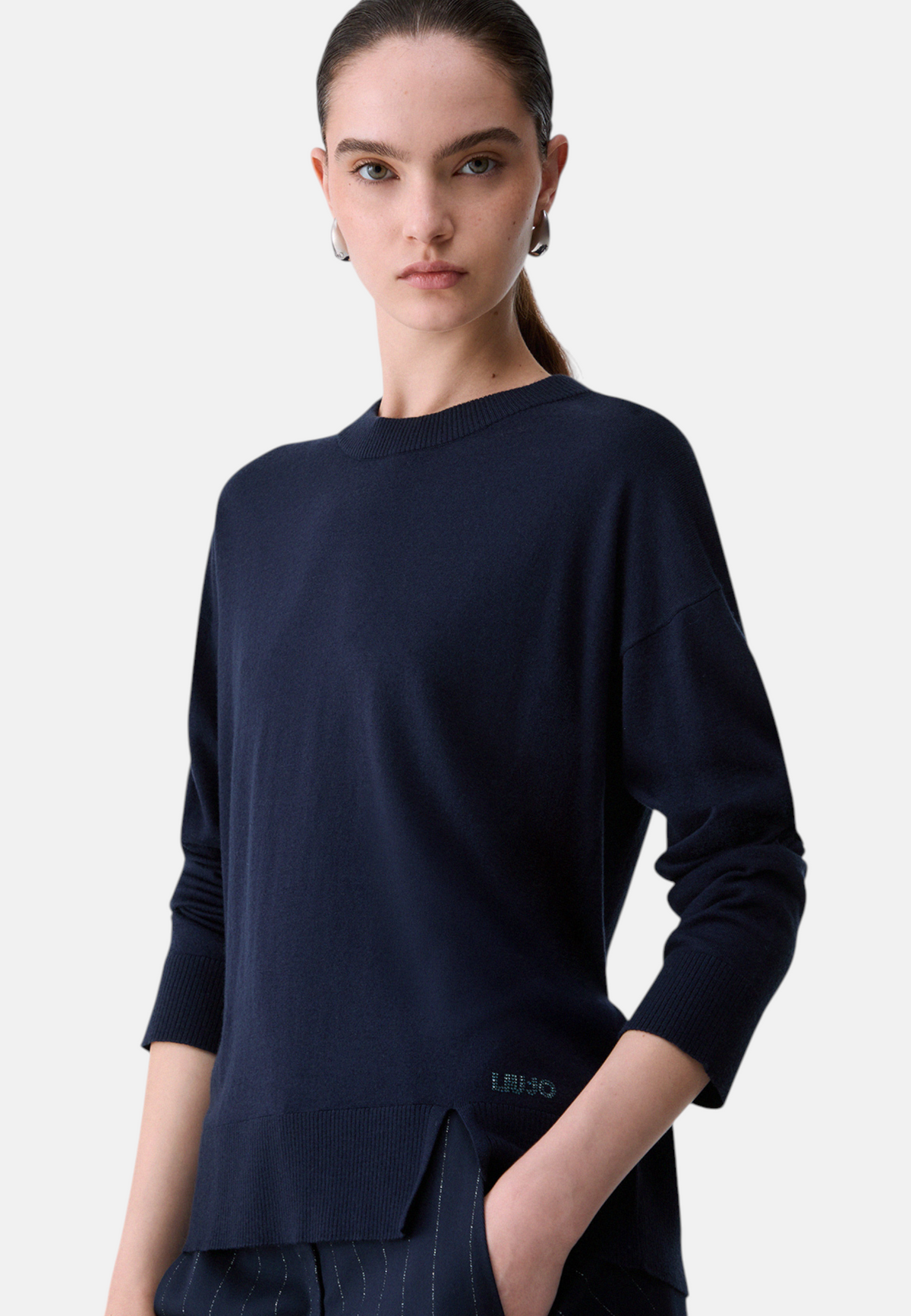 Maglia A Girocollo Donna Liu Jo Con Spacchi Laterali  WF6418MA16R
