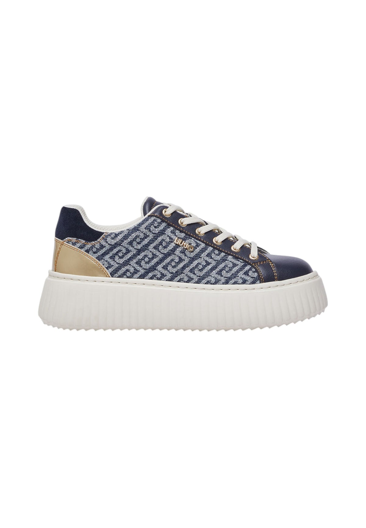 Sneakers Basse Donna Liu Jo In Denim Monogram Con Platform Elodie 01 BF6059TX561