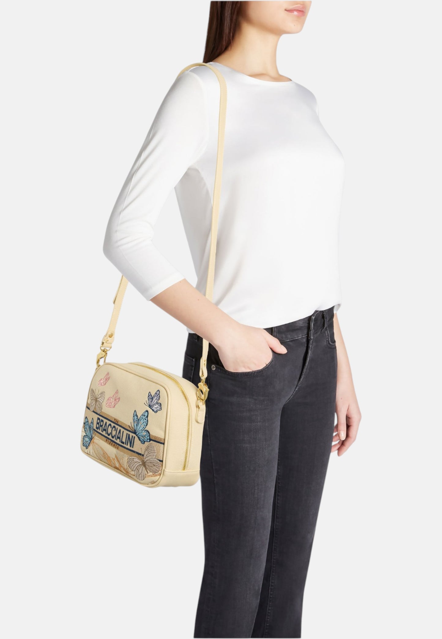 Borsa A Tracolla Donna Braccialini In Tessuto Con Ricami Esclusivi Jacquard B19061TY