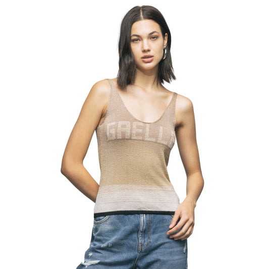Top  Donna Gaelle  In Maglieria Lurex Con Logo Ad Intarsio GBDP16655