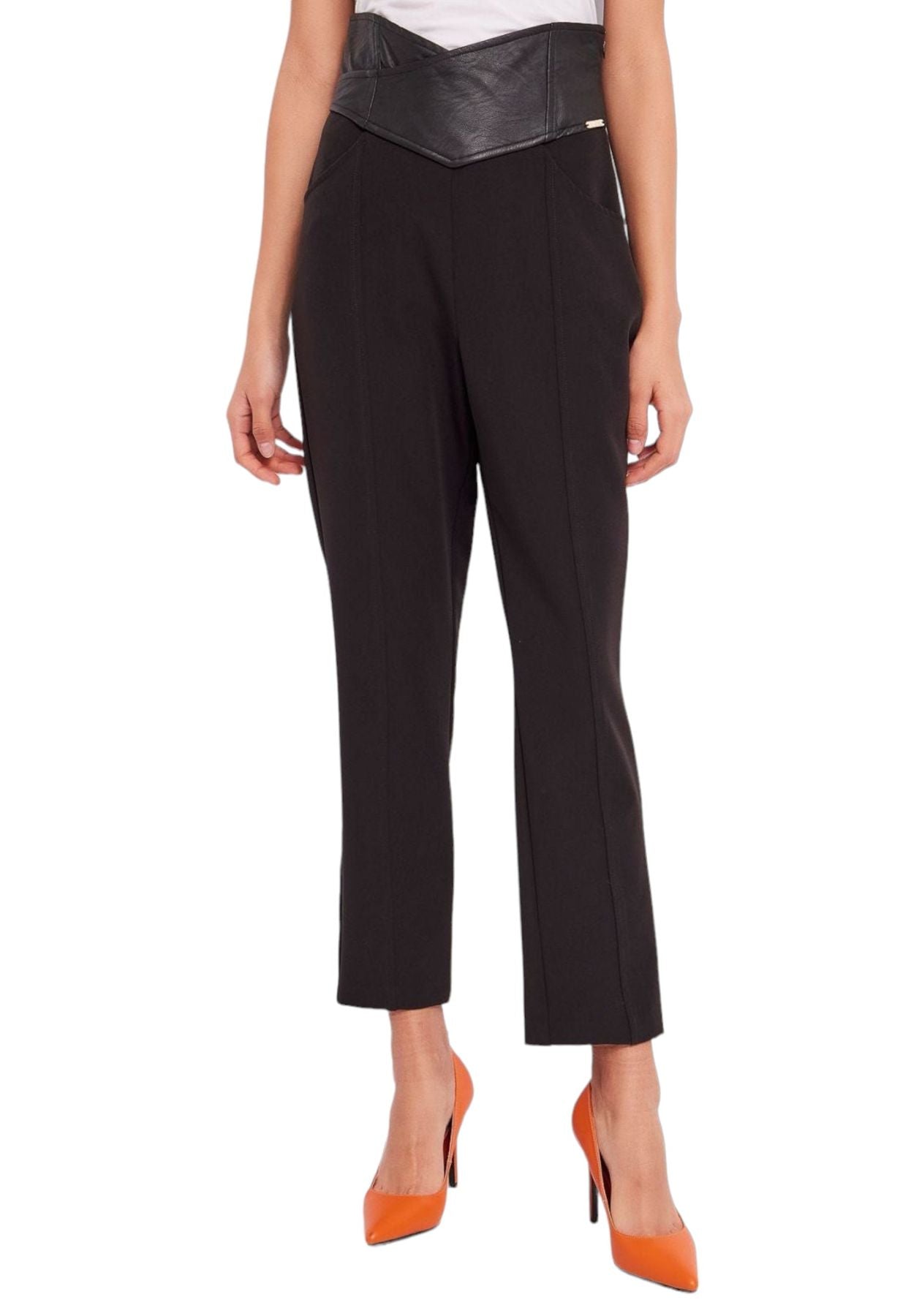 Pantaloni  Donna Denny Rose Con Inserti In Ecopelle  321ND25014