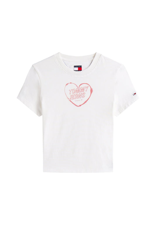 T-Shirt Manica Corta Donna Tommy Jeans  Tjw Slim Sh Heart DW0DW21390