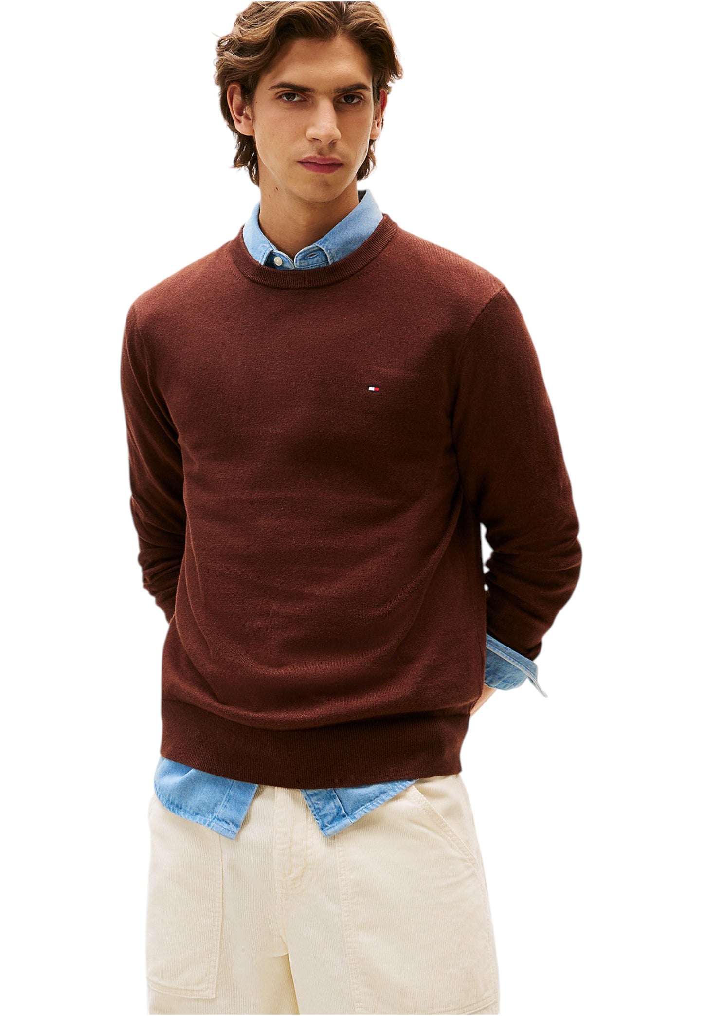 Maglione A Girocollo Uomo Tommy Hilfiger Organic Cotton Cashmere Pima MW0MW28046