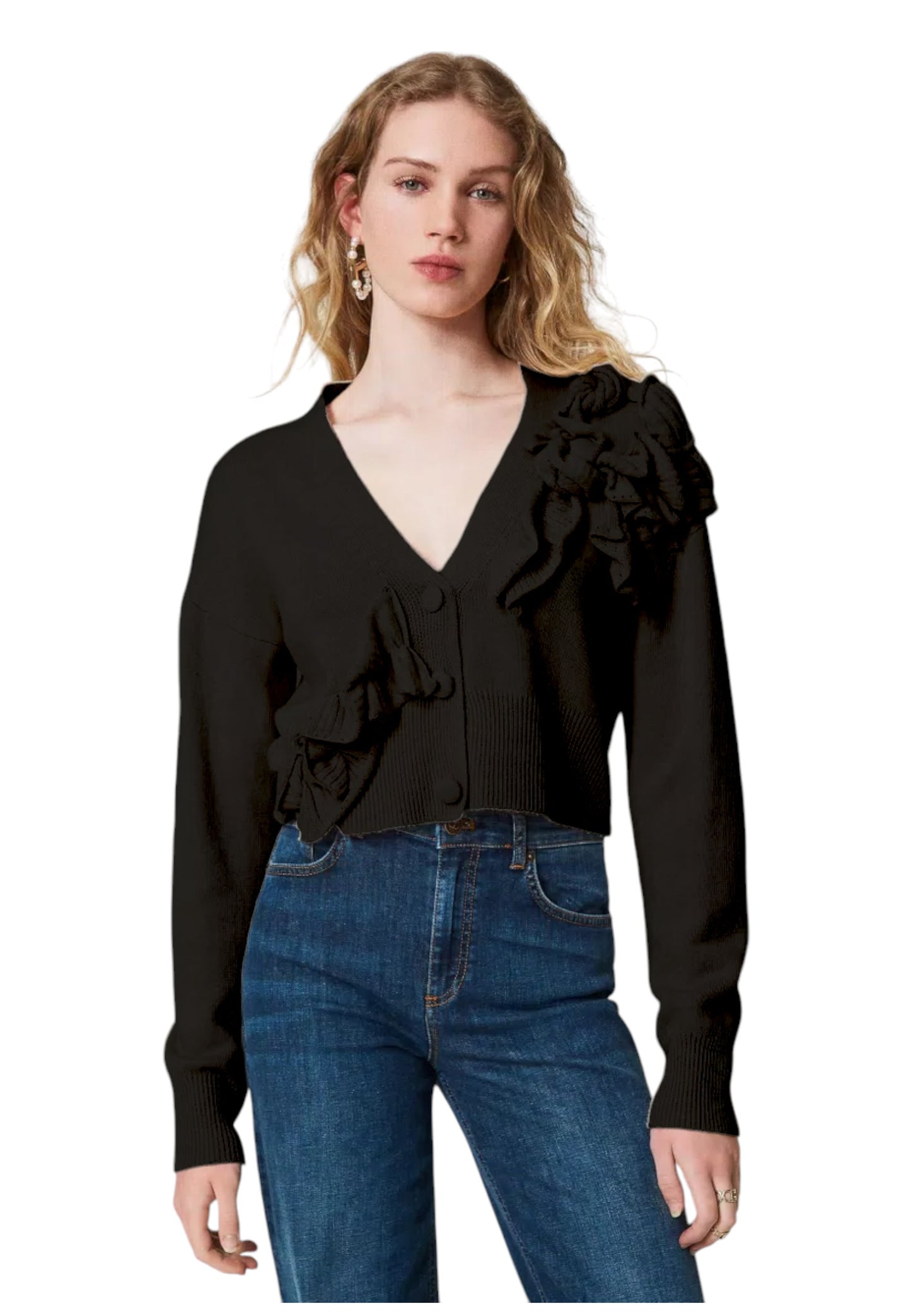 Cardigan  Donna Twinset In Maglia Con Motivo Rouches  242TP3300