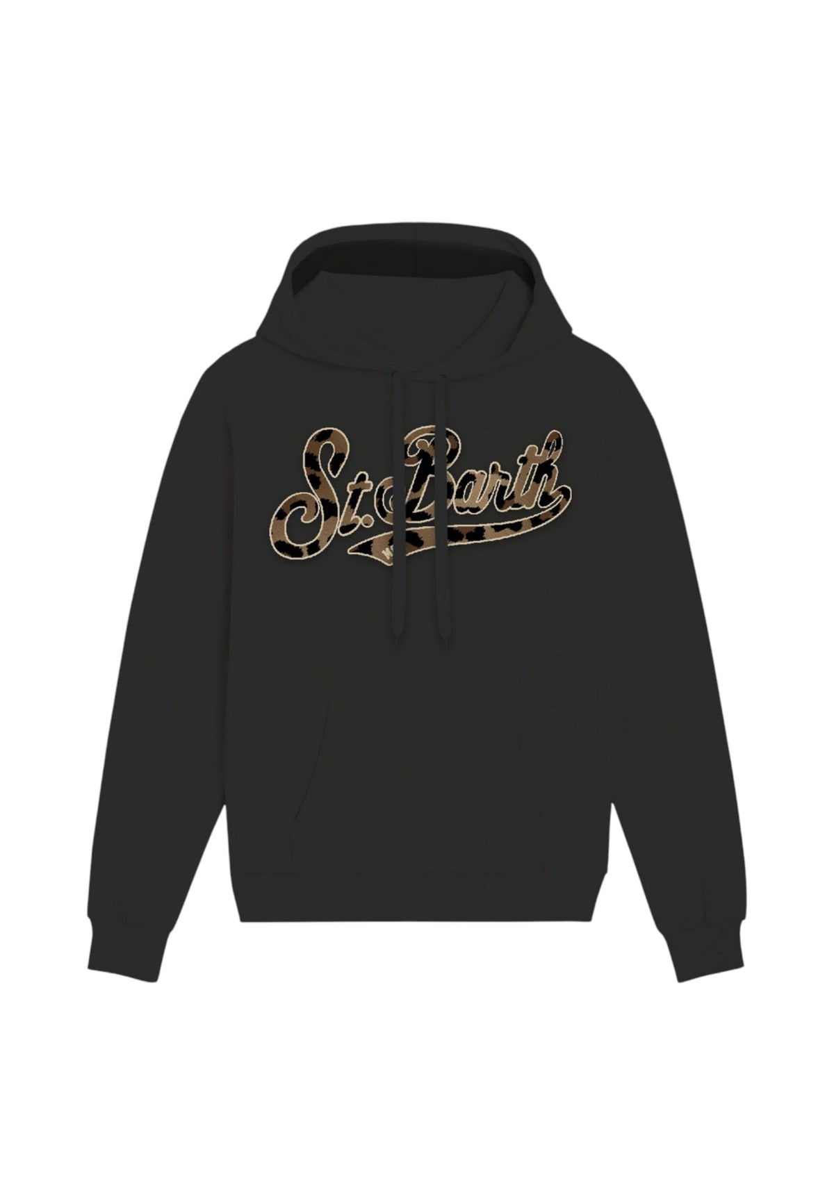 Felpa Con Cappuccio Donna Mc2 Saint Barth Maniche Lunghe, Polsi E Fondo A Coste, Tasca A Marsupio, Il Logo Saint Barth In Velluto Con Disegno Leopardato Virginia VRG0001-SBARTH-CLASSIC-LEO