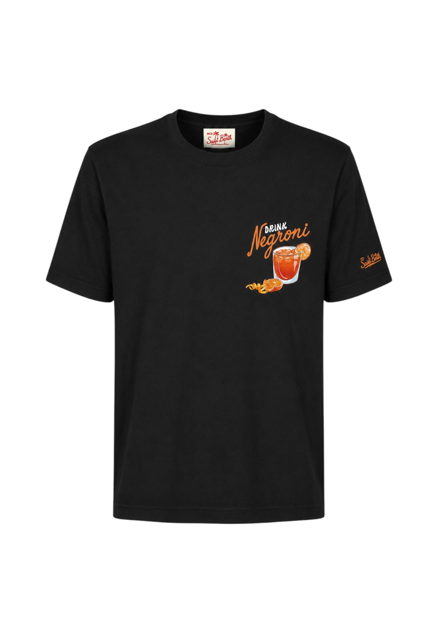 T-Shirt Manica Corta Uomo Mc2 Saint Barth Stampa/Ricamo Fronte E Retro Drink Negroni Portland PRL0002