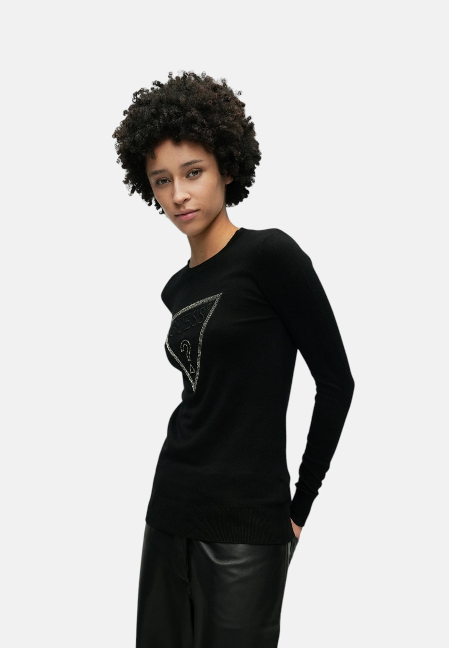 Maglia A Girocollo Donna Guess  Sasha Triangle Logo W6RR49Z2NQ2