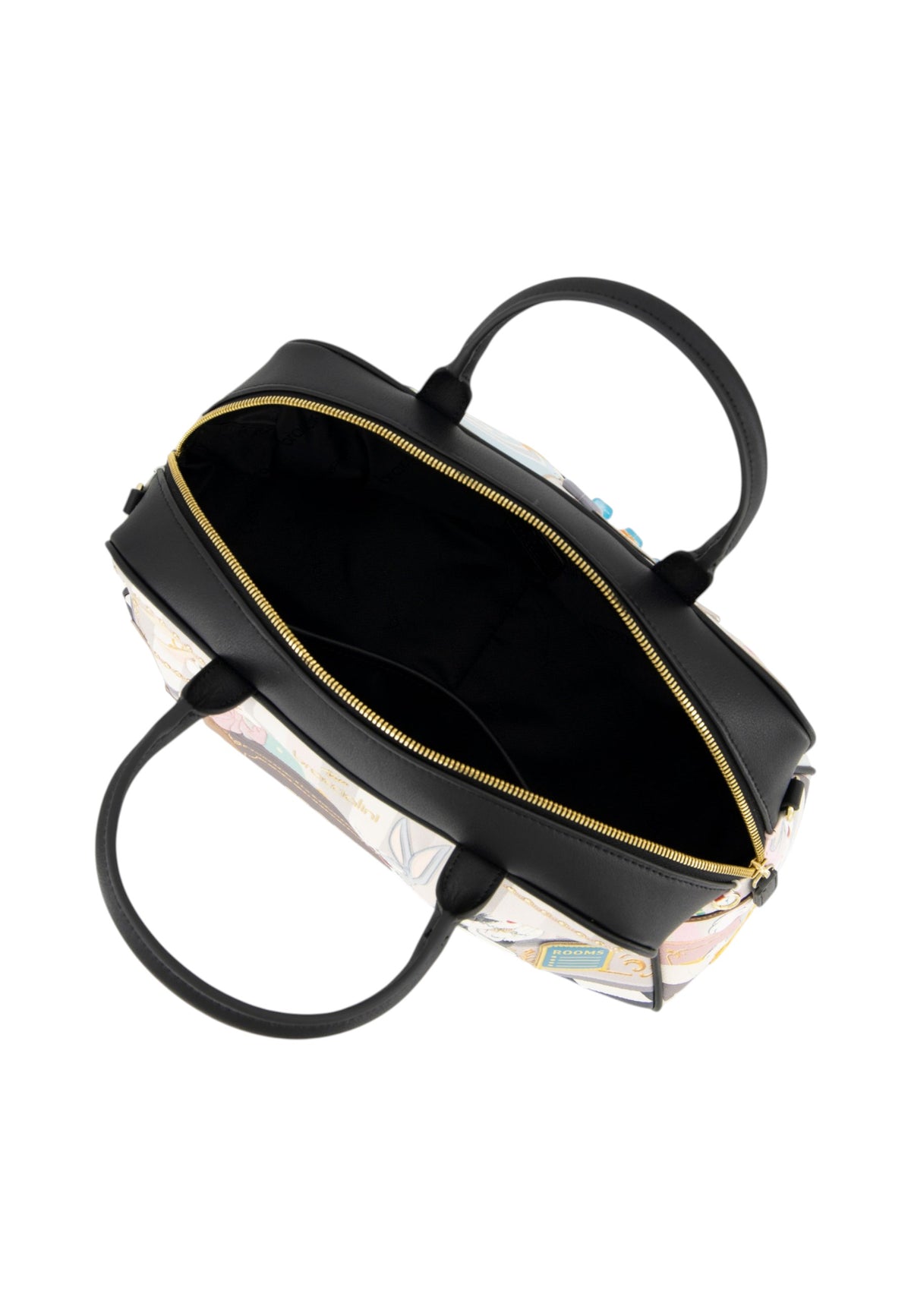 Borsa A Mano Donna Braccialini A Bauletto, Doppio con tracolla removibile e regolabile, Chiusura con zip, Due tasche interne, una con zip e una aperta, Stampa illustrata Looney Tunes, Dimensioni: 36.5 x 15 x 22 Cm Allround LT LT291YY