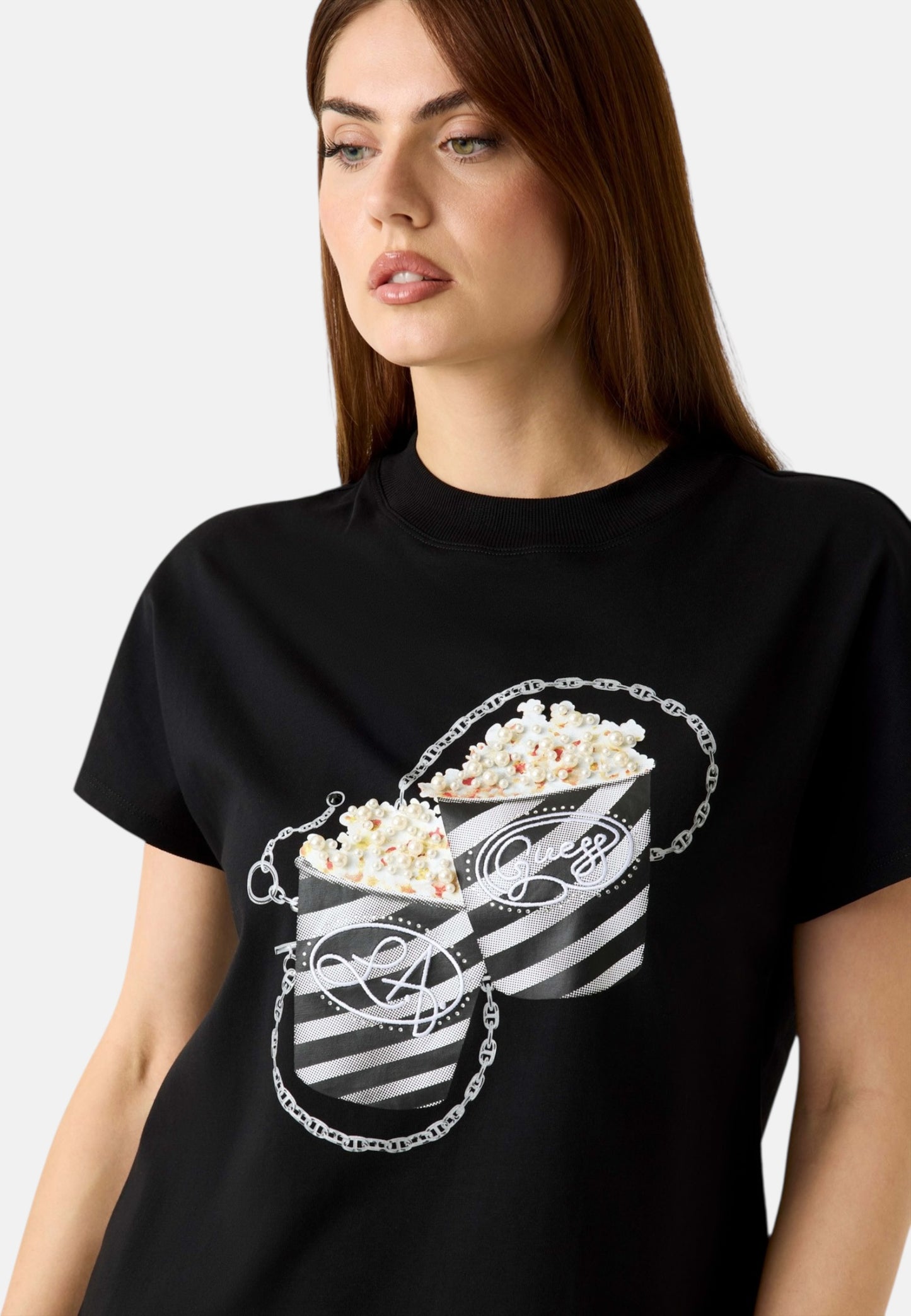 T-Shirt Manica Corta Donna Guess  Popcorn W6RI28I3Z14