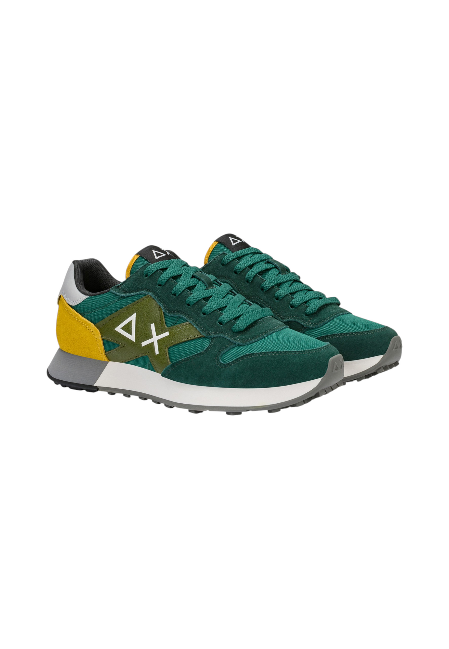 Sneakers Basse Uomo Sun68 Stile Running, Nylon E Suede, Maxi Logo Ricamato, Dettagli A Contrasto Jaki 2.0 Solid Z46121