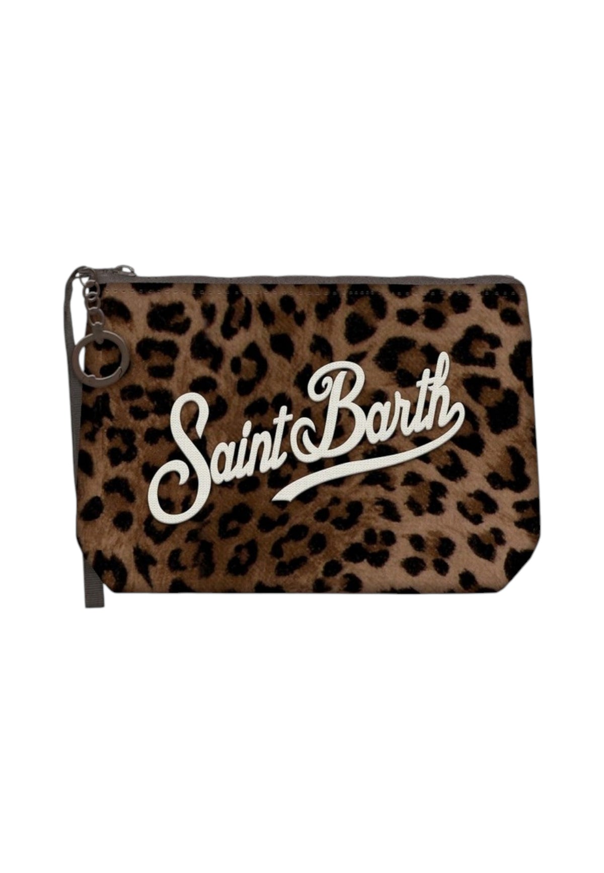 Pochette  Unisex Mc2 Saint Barth Chiusura Con Zip, Laccetto Laterale, La Stampa Leopardata Aline Mini Felt ALMI003-DARK-LEOPARD