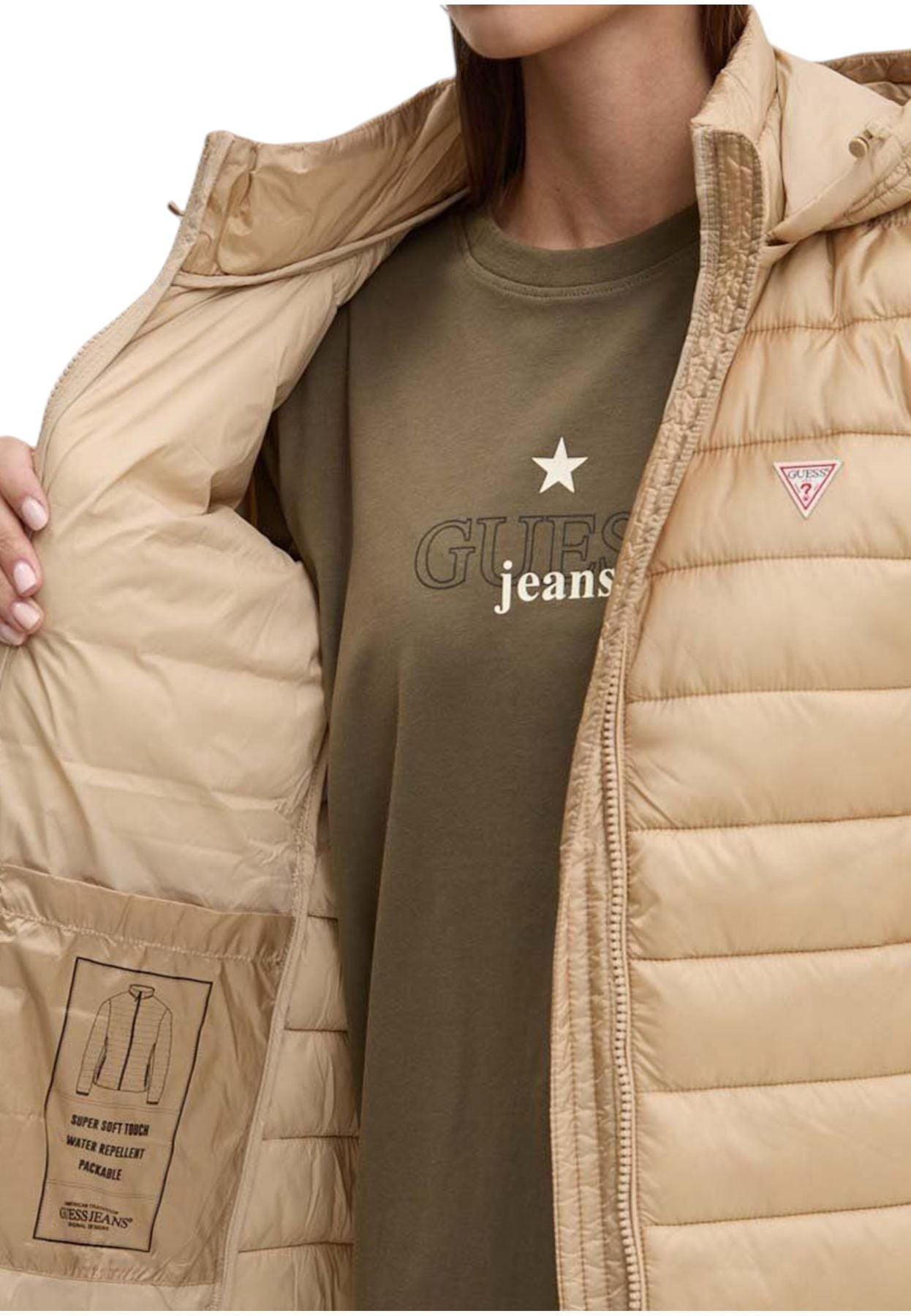 Piumino Corto Donna Guess Con Cappuccio Gj Hooded Puffer W4YL00WG922
