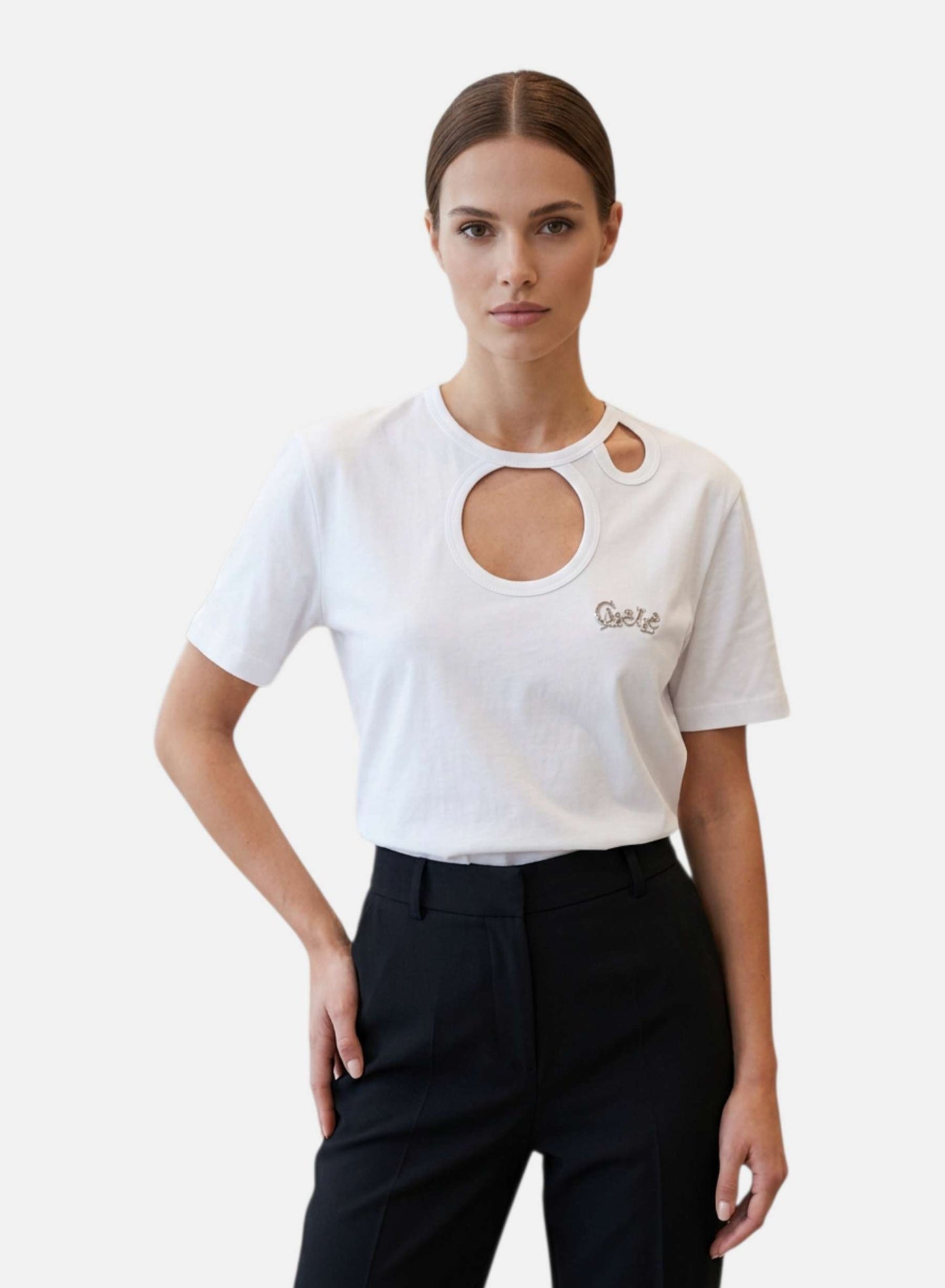 T-Shirt Manica Corta Donna Gaelle Con Dettaglio Aperture Sul Davanti  GAABW00694