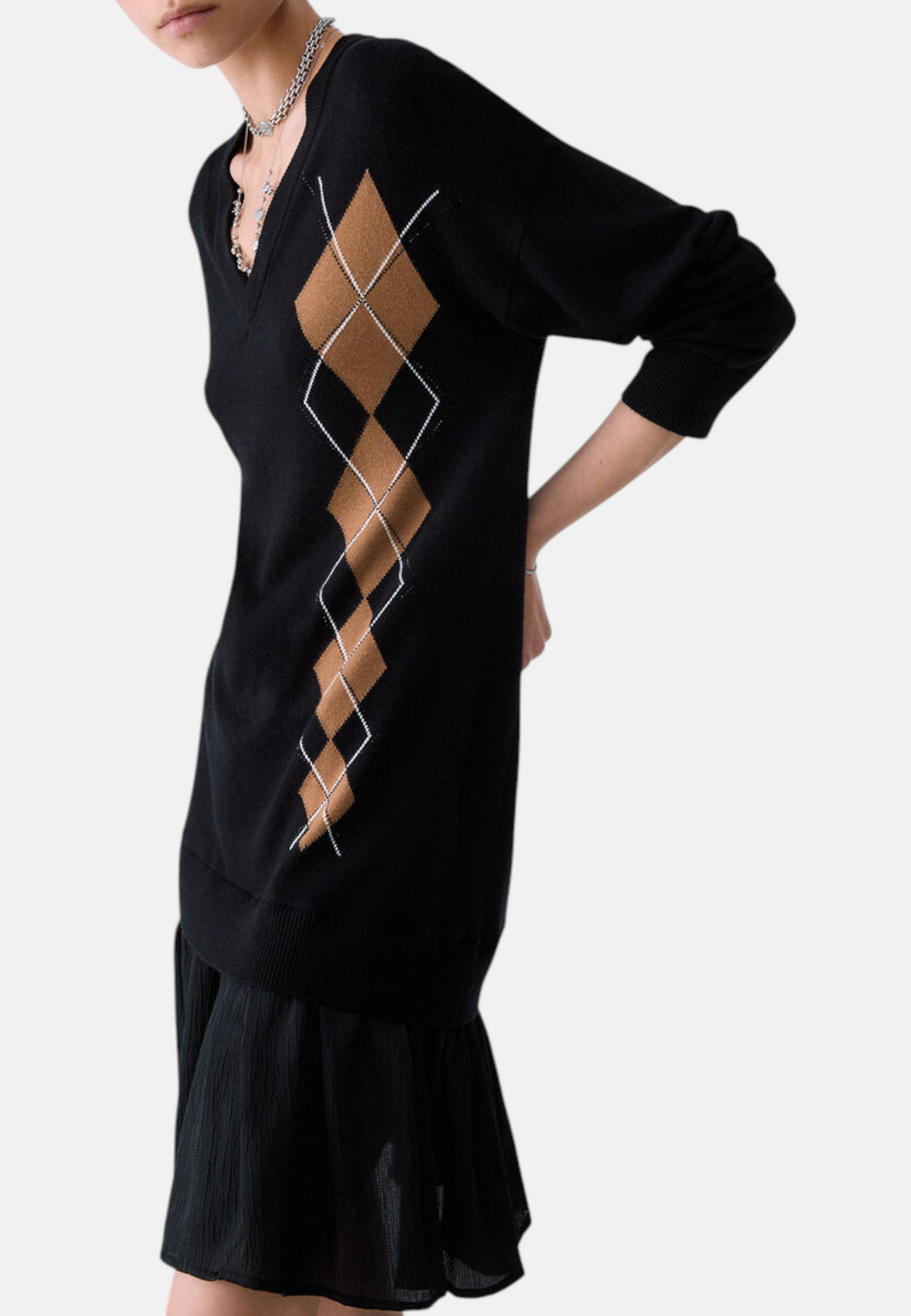Vestito Corto Donna Liu Jo In Maglia Con Intarsio  WF6232MA16R