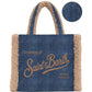 Borsa A Spalla Donna Mc2 Saint Barth Logo Sul Davanti, Doppi Manici, Il Logo Saint Barth Sul Davanti Vanity Shearling VANI032-DENIM-DARK