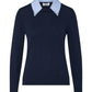Maglia A Girocollo Donna Liu Jo Con Colletto A Camicia A Contrasto  WF6452MA16R