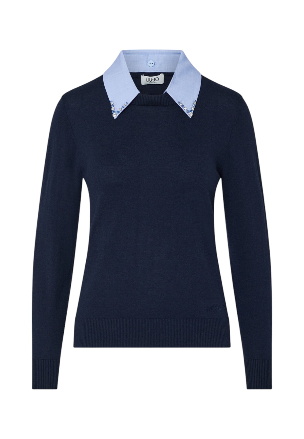 Maglia A Girocollo Donna Liu Jo Con Colletto A Camicia A Contrasto  WF6452MA16R