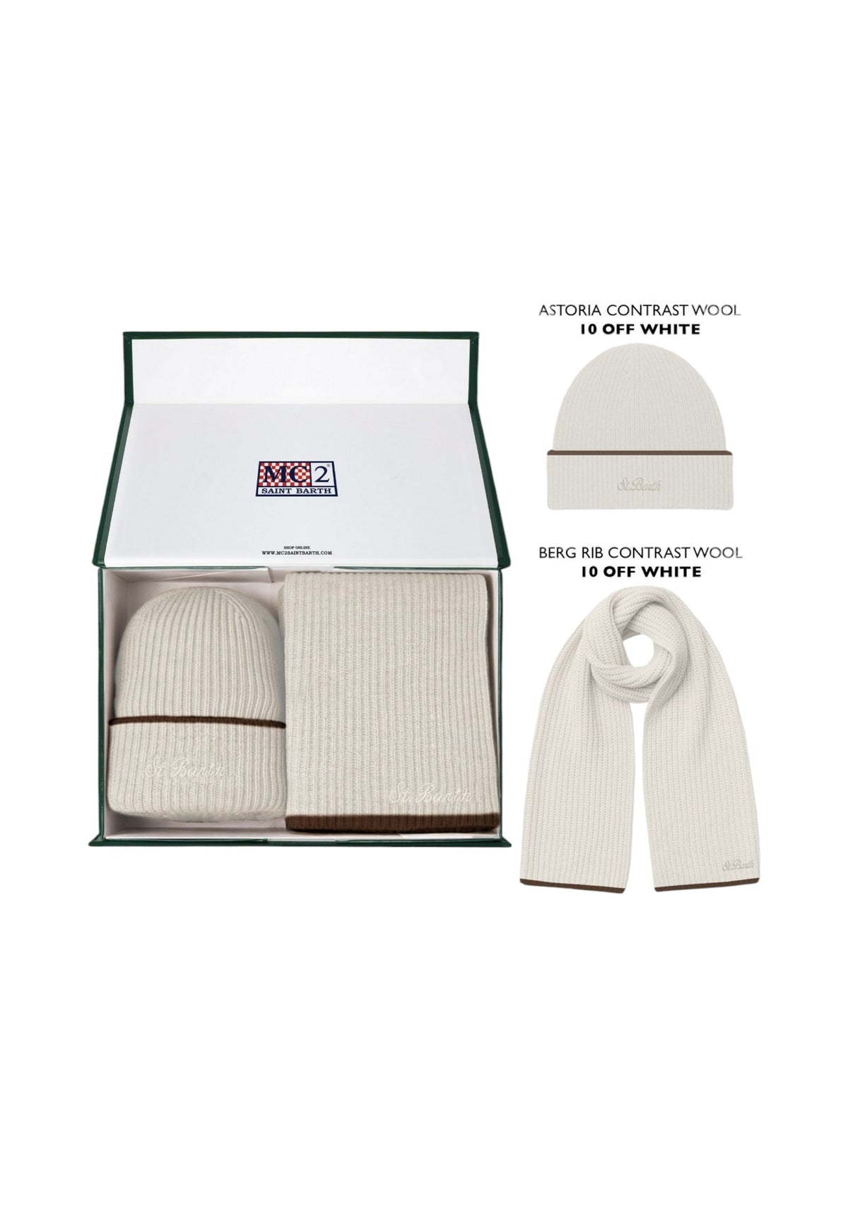 Set Regalo Unisex Mc2 Saint Barth Berretto E Sciarpa Coordinati, Confezione Regalo Kit Contrast Wool BOX0038