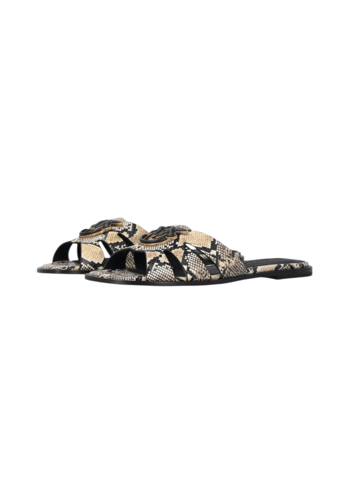 Ciabatte  Donna Pinko In Pelle Di Vitello Stampa Pitone E Logo Love Birds Milly 04 SD0463P042
