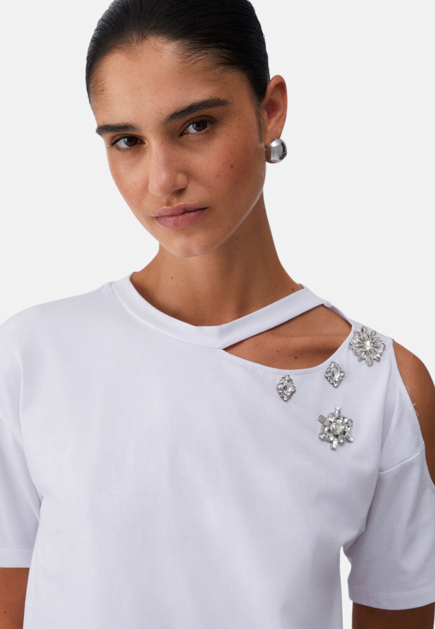 T-Shirt Manica Corta Donna Liu Jo Con Patch Strass Eco Line CA6160JS088