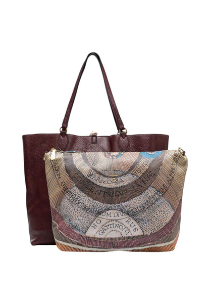 Borsa A Spalla Donna Gattinoni Large Double Handle Planetarium Reversibile BIGP58170WVW