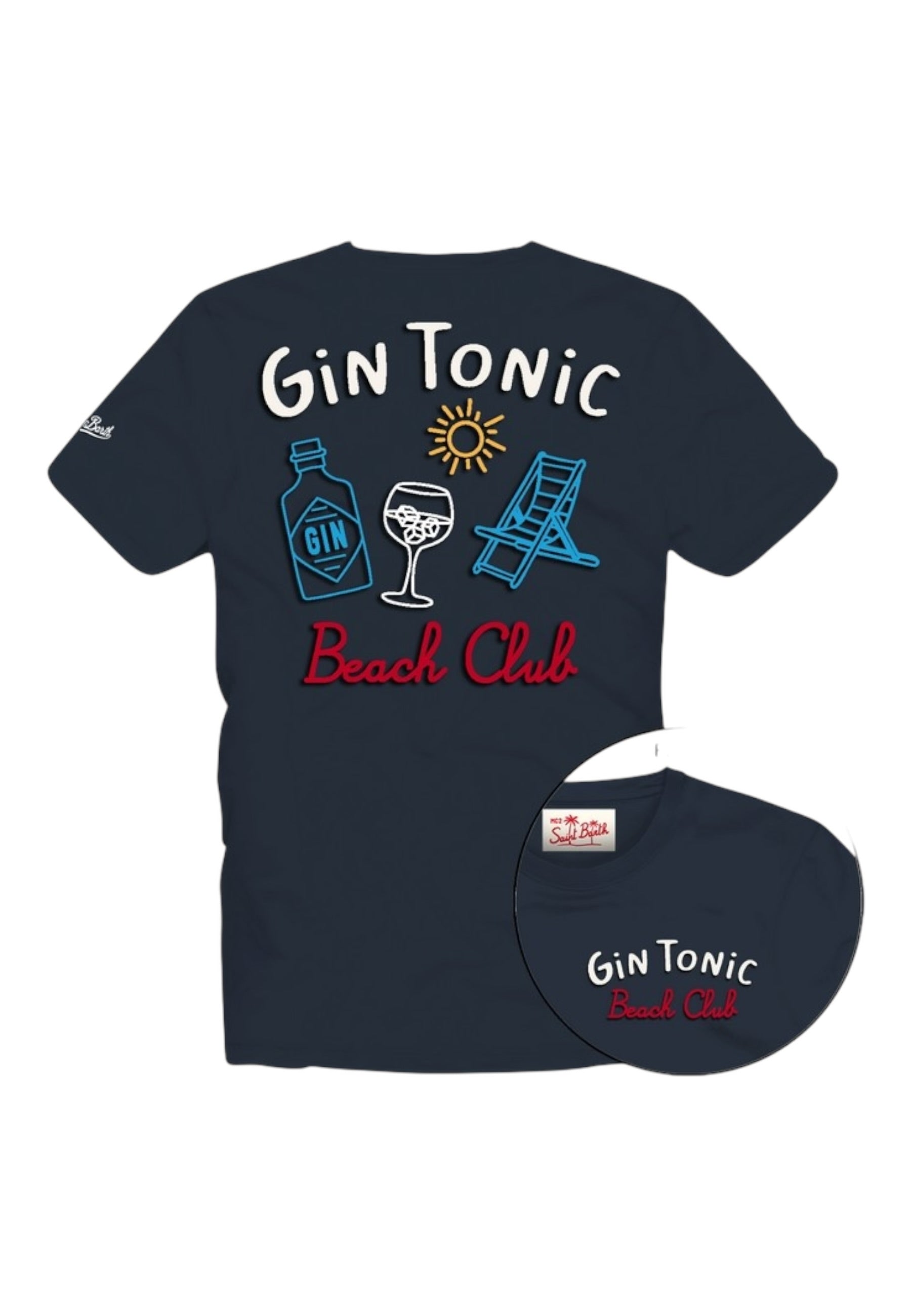 T-Shirt Manica Corta Uomo Mc2 Saint Barth Stampa/Ricamo Fronte E Retro Gin Tonic Summer Emb Portland PRL0002