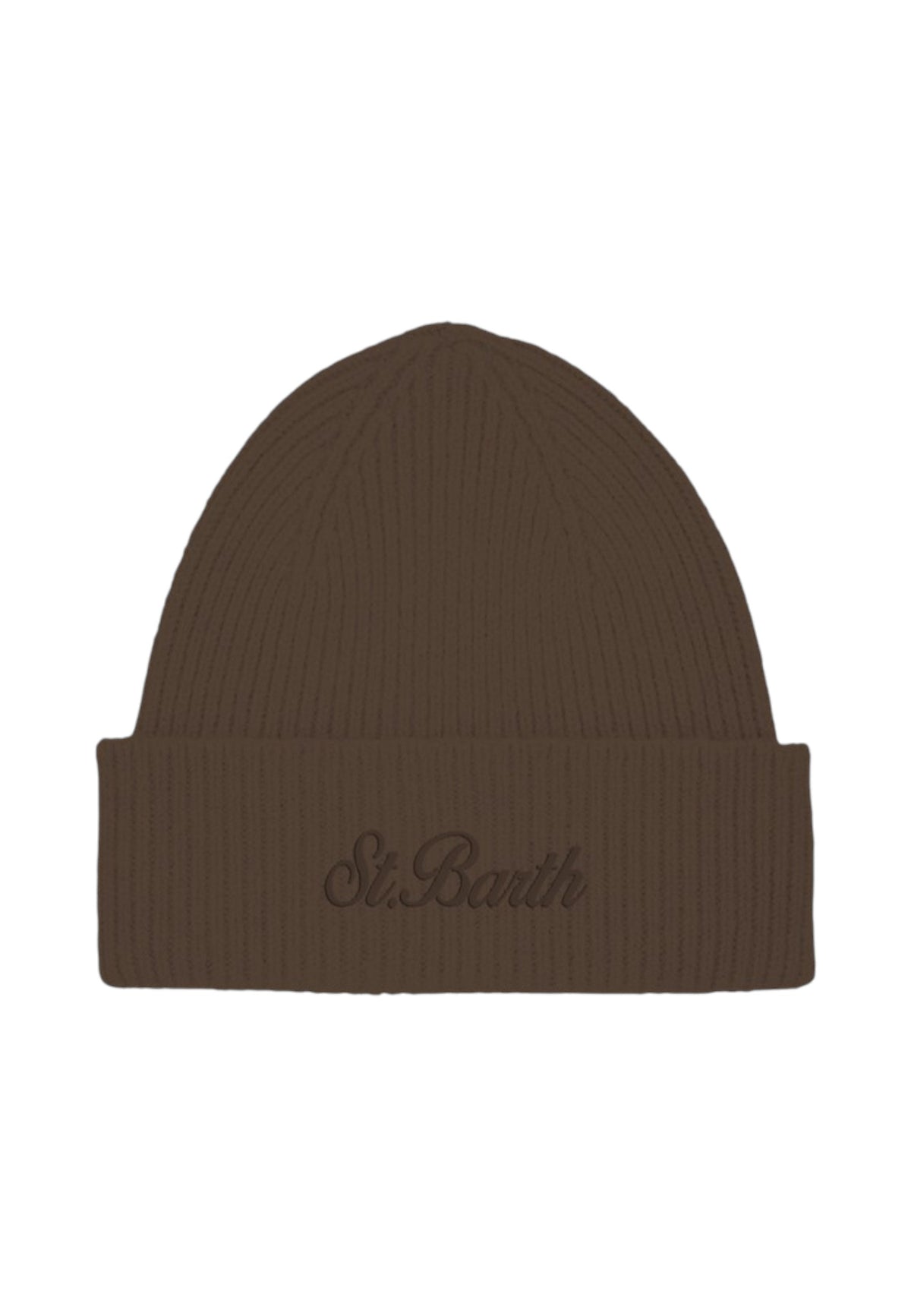 Berretto  Donna Mc2 Saint Barth Lavorazione A Coste, Risvolto, Logo Ricamato Moss Wool MOS0004