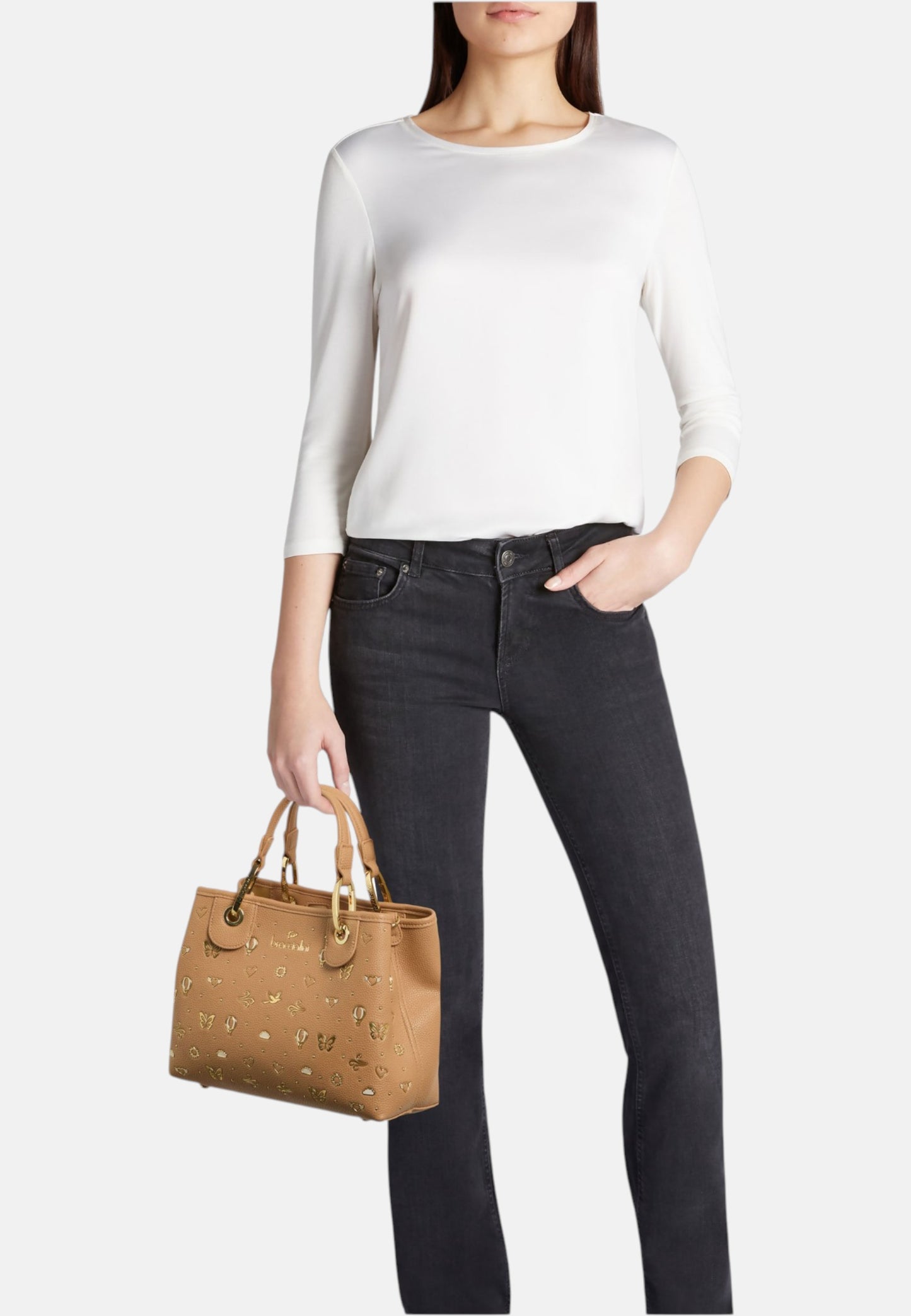 Borsa A Mano Donna Braccialini Medium Con Doppio Manico Con Tracolla Beth Strass B18881YY