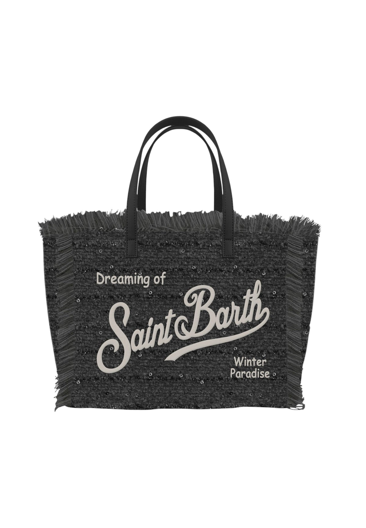 Borsa A Spalla Donna Mc2 Saint Barth Logo Sul Davanti, Doppi Manici, Bordo Sfrangiato, Un Filato Con Piccole Paillettes Colette Tweed N COL0050-MINI-PAILLETTES