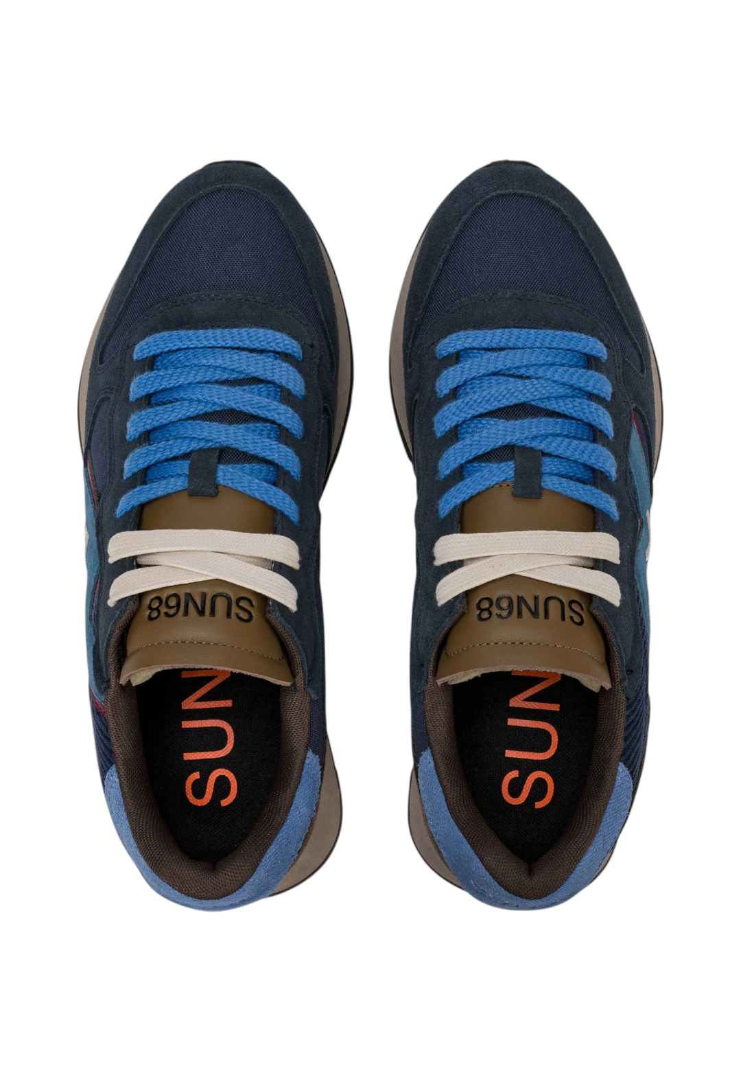 Sneakers Basse Uomo Sun68 Stile Running, Nylon E Suede, Maxi Logo Jaki Winter Z46125