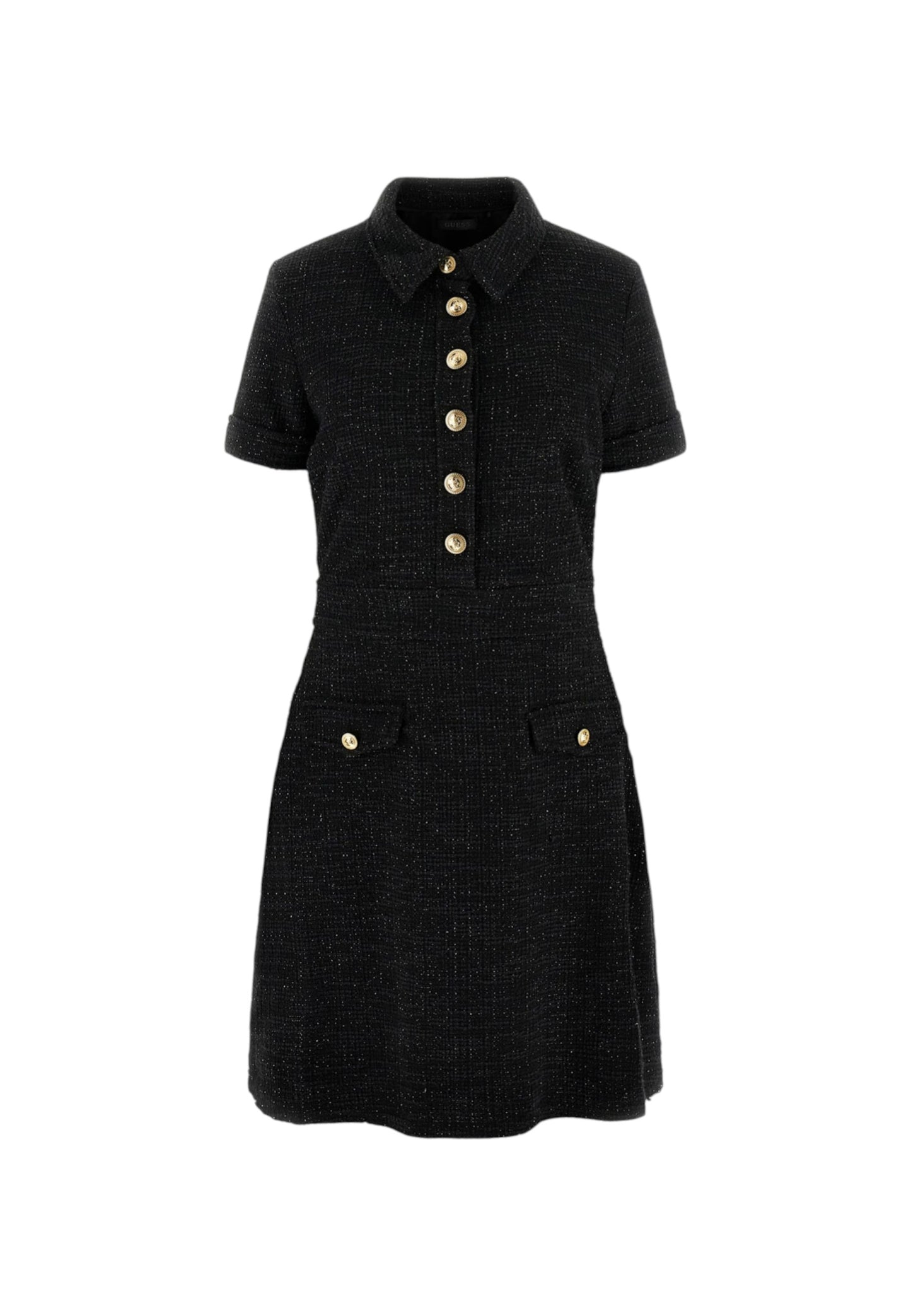 Vestito Corto Donna Guess Manica Corta Con Cintura Tweed Tamara